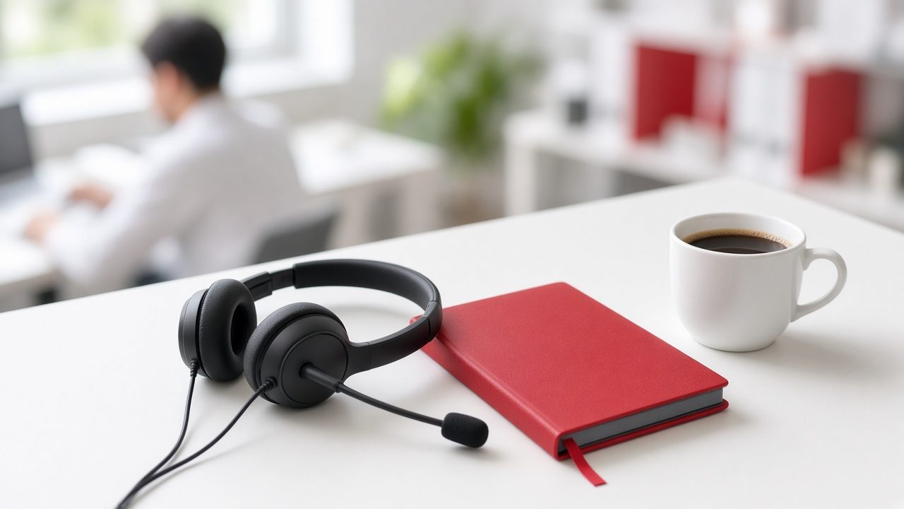 Headset ready on a support desk
