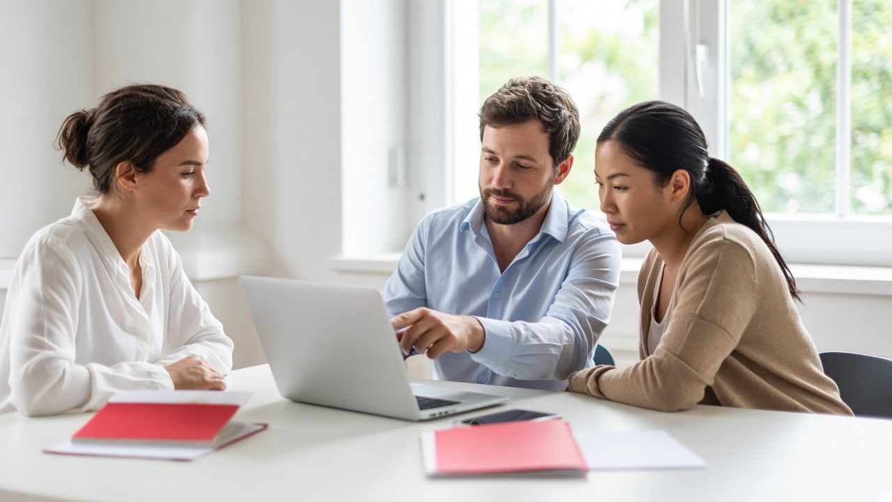 A small team reviewing customer contact